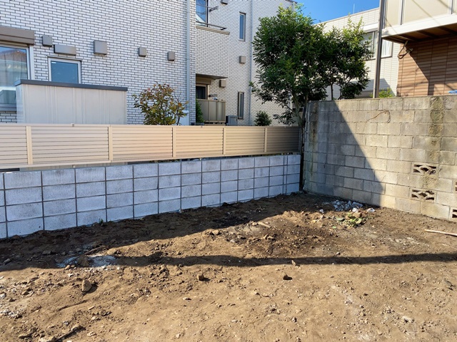 東京都国分寺市内藤のブロック、フェンス新設工事後の様子です。